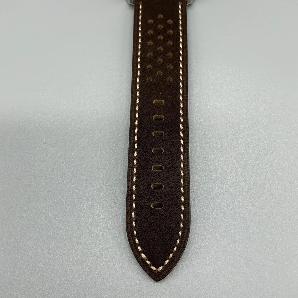 Guess Mens Watch 35mm Black Dial Brown Leather Rectangle Dress New Battery